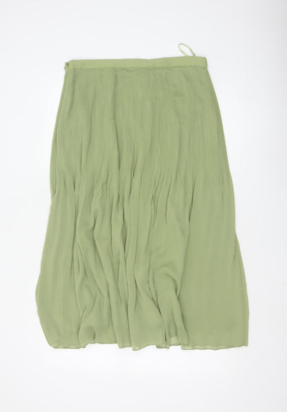 Marks and Spencer Women Green Pleated Midi Skirt Size 14