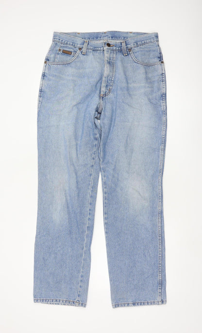 Wrangler Men's Blue 34W 32L Straight Leg Denim Jeans