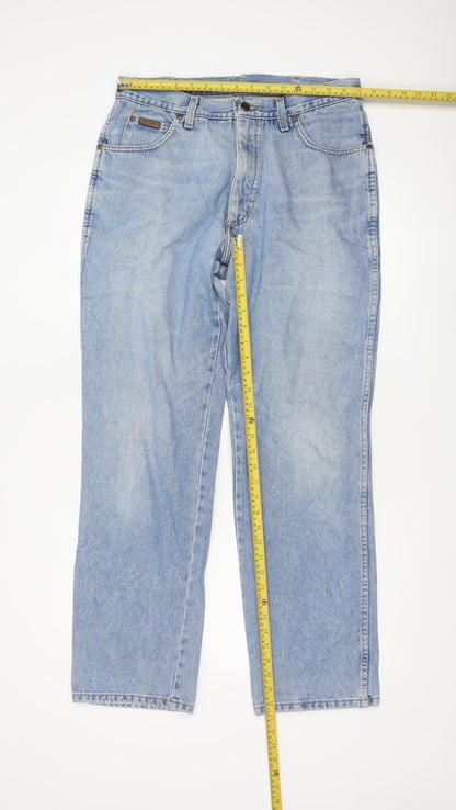 Wrangler Men's Blue 34W 32L Straight Leg Denim Jeans