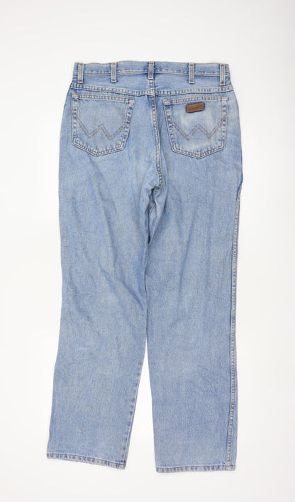 Wrangler Men's Blue 34W 32L Straight Leg Denim Jeans