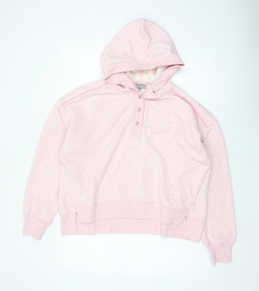 Oliver Bonas Womens Pink Henley Hoodie UK 10 Cotton Blend Casual