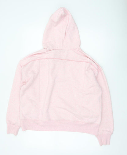 Oliver Bonas Womens Pink Henley Hoodie UK 10 Cotton Blend Casual