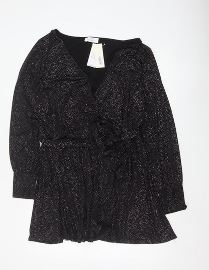 Yours Womens Black Wrap Blouse Size 26-28 Plus Long Sleeve