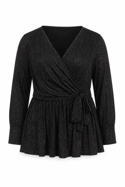 Yours Womens Black Wrap Blouse Size 26-28 Plus Long Sleeve