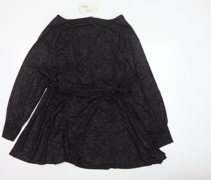 Yours Womens Black Wrap Blouse Size 26-28 Plus Long Sleeve