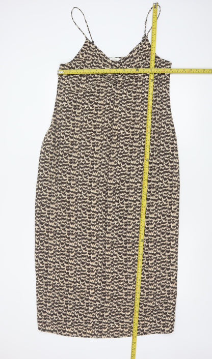 H&M Women’s Beige Geometric Slip Dress Size 12 Summer Casual