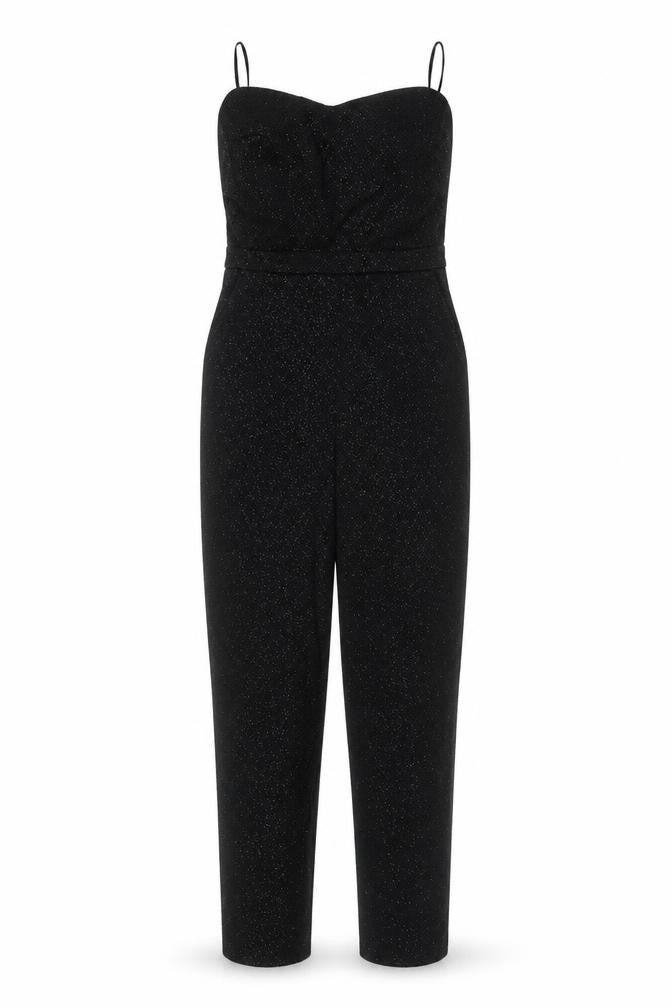 Topshop Womens Black Glitter Strapless Jumpsuit Size 8 Partywear