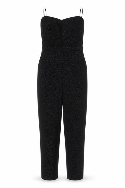 Topshop Womens Black Glitter Strapless Jumpsuit Size 8 Partywear