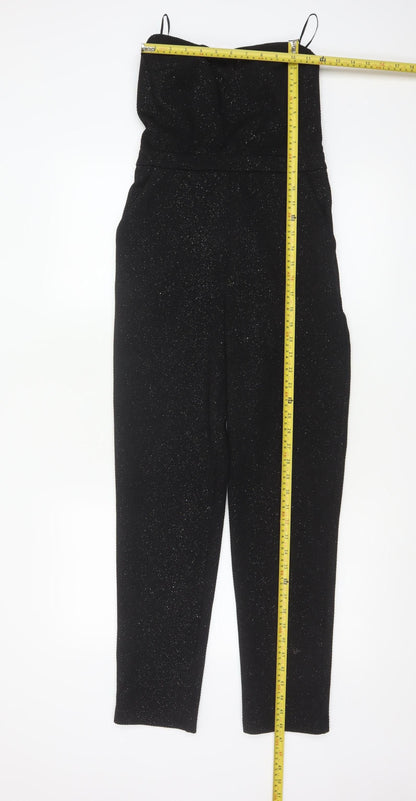 Topshop Womens Black Glitter Strapless Jumpsuit Size 8 Partywear
