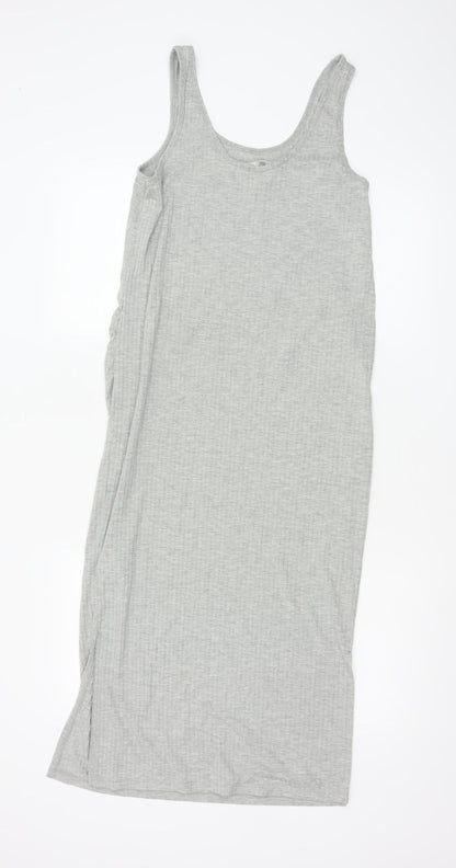 H&M Mama Grey Maternity Midi Tank Dress Size 12 Sleeveless Stretch