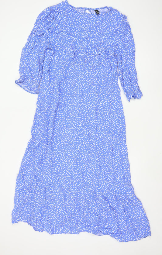 Nobody's Child Women's Blue Polka Dot A-Line Midi Dress Size 18