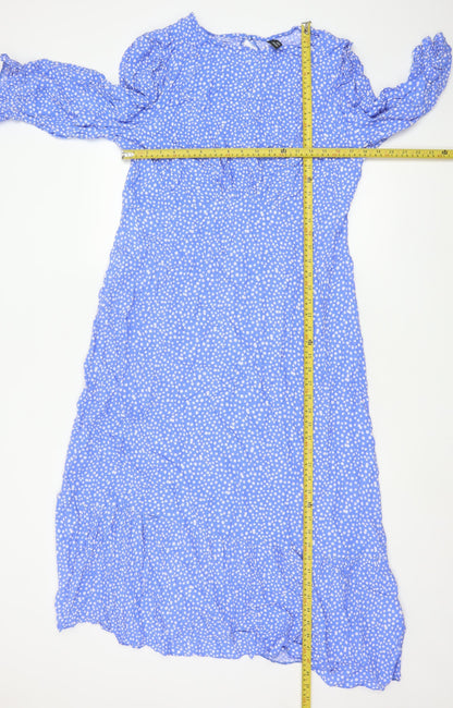 Nobody's Child Women's Blue Polka Dot A-Line Midi Dress Size 18
