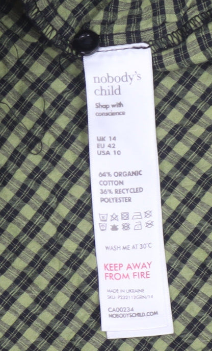 Nobody's Child Women's Green Check Midi A-Line Dress Size 14