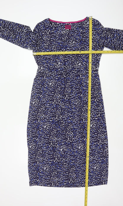 Joules Women Blue Animal Print Shift Dress Size 14 3/4 Sleeve