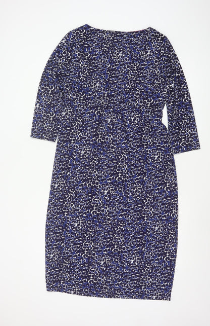 Joules Women Blue Animal Print Shift Dress Size 14 3/4 Sleeve