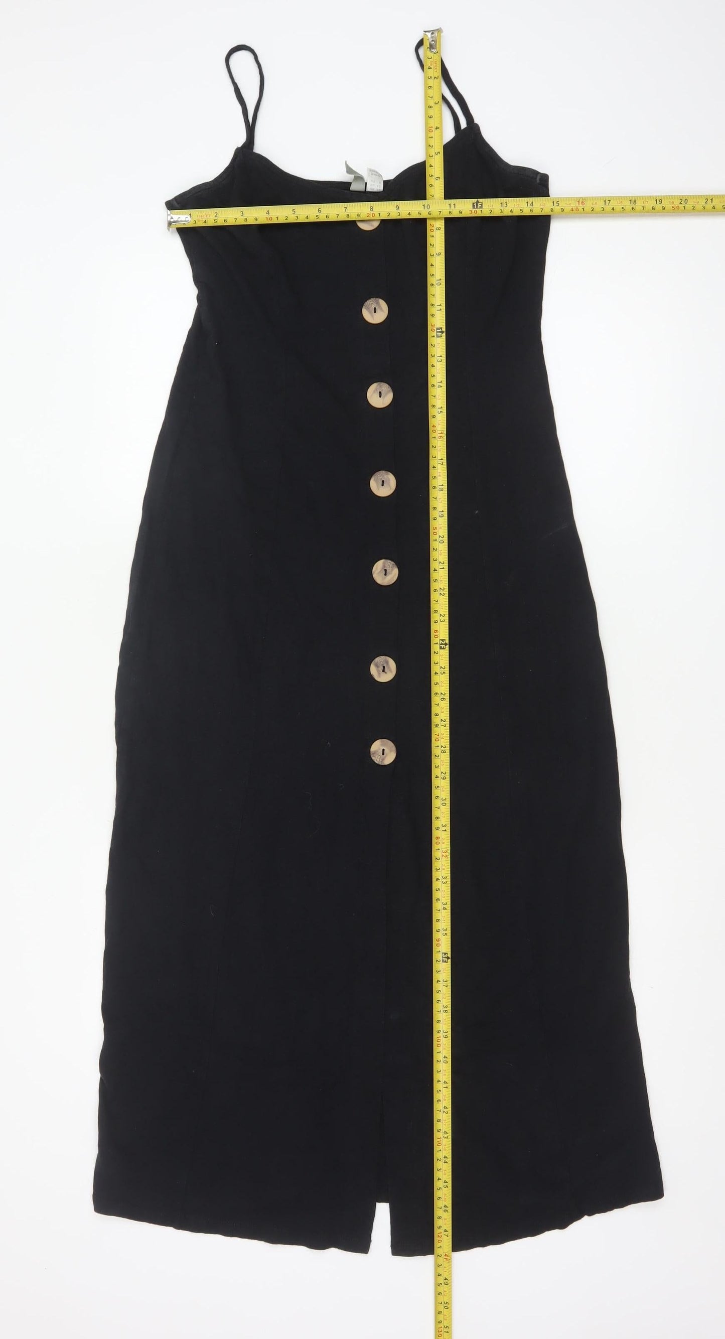 ASOS Womens Black Size 12 Sleeveless Button Midi Slip Dress