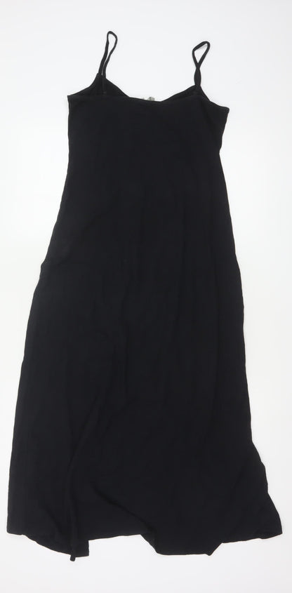 ASOS Womens Black Size 12 Sleeveless Button Midi Slip Dress