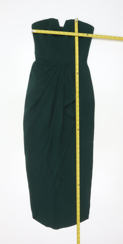 Pilgrim Women Green Strapless Bodycon Midi Dress Size 6