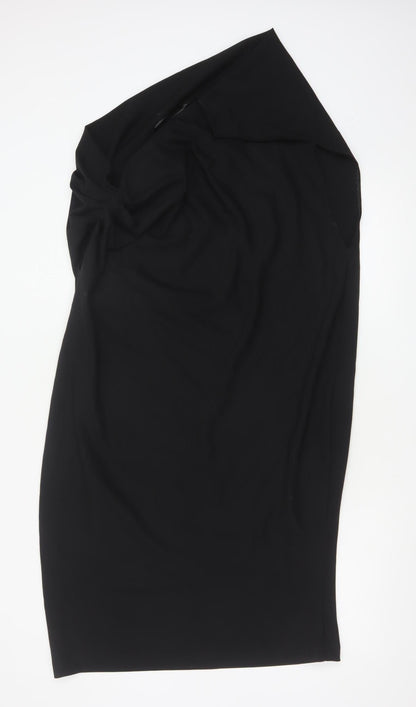 Zara Women Black One Shoulder Bodycon Dress Size 14 Party Cocktail