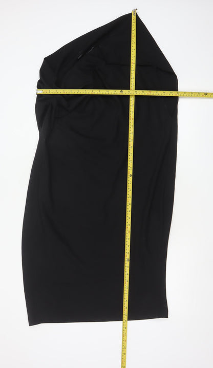 Zara Women Black One Shoulder Bodycon Dress Size 14 Party Cocktail