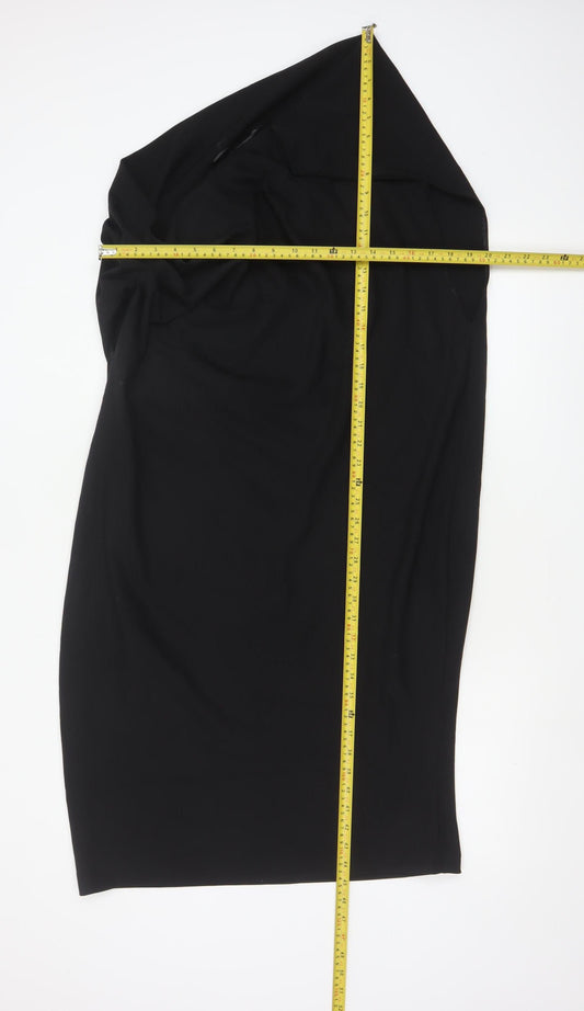 Zara Women Black One Shoulder Bodycon Dress Size 14 Party Cocktail