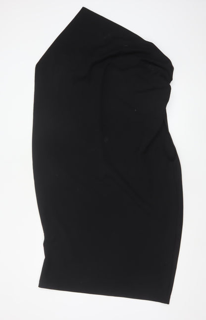Zara Women Black One Shoulder Bodycon Dress Size 14 Party Cocktail