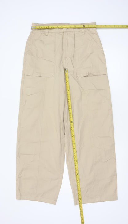 Mavi Women's Beige Cargo Trousers Cotton Wide-Leg M