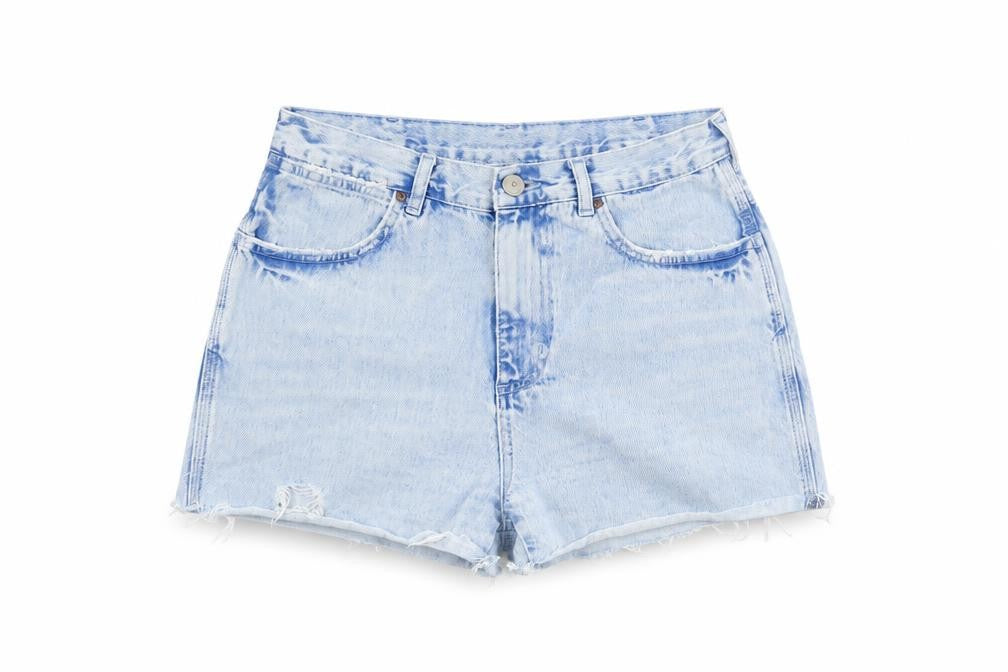 Topshop Women Blue Size 10 High Waist Cut-Off Denim Shorts
