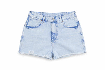 Topshop Women Blue Size 10 High Waist Cut-Off Denim Shorts