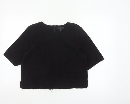 Next Womens Black 3/4 Sleeve Round Neck Blouse Size 12