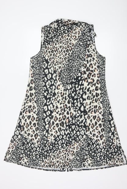 Lipsy Women’s Multicoloured Leopard Print Sleeveless Shift Dress Size 12