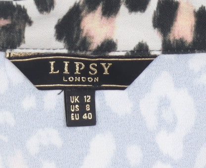 Lipsy Women’s Multicoloured Leopard Print Sleeveless Shift Dress Size 12
