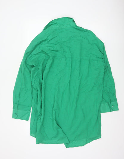 Marks and Spencer Women’s Green Cotton Long Sleeve Button-Up Shirt L