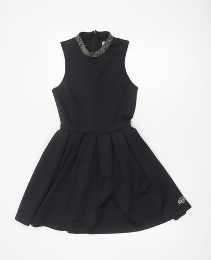 Superdry Women's Black Beaded Fit & Flare Sleeveless Dress XS