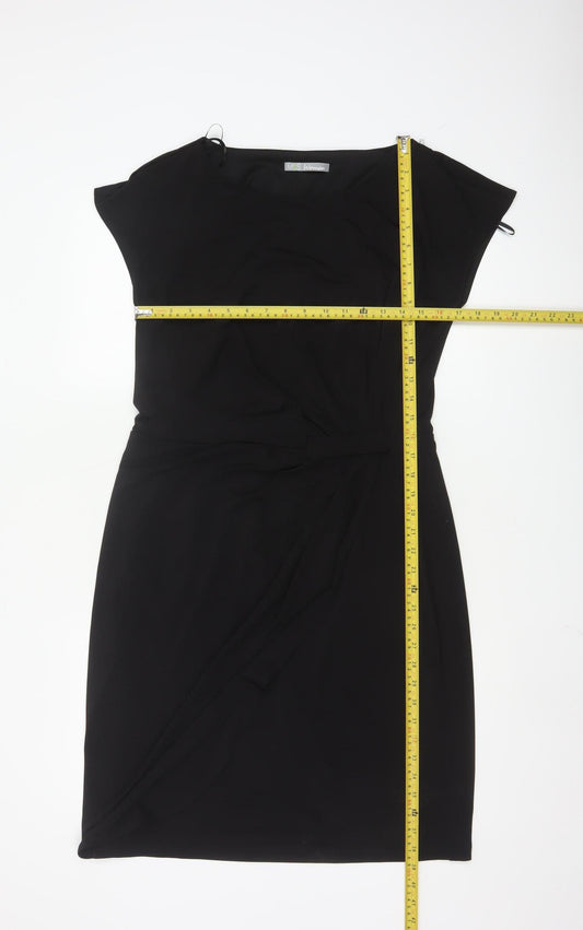 Marks and Spencer Women Black Sheath Belted Dress Size 14