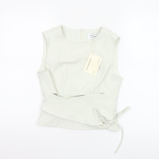Peppermayo Women Ivory XS Wrap Woven Sleeveless Blouse