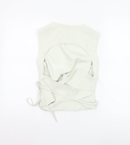 Peppermayo Women Ivory XS Wrap Woven Sleeveless Blouse