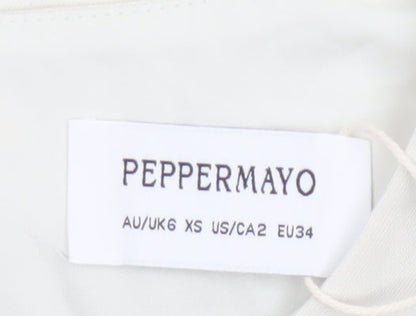 Peppermayo Women Ivory XS Wrap Woven Sleeveless Blouse