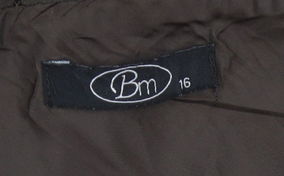 Bm Women Brown Floral Embroidered A-Line Midi Skirt Size 16