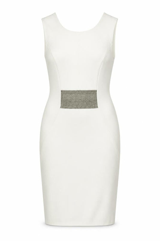 Front view of Miss Selfridge Women’s White Petite Bodycon Dress, size UK 10