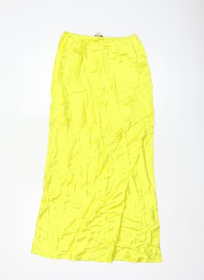 Topshop Women Yellow Long Slip Dress Size 6 Viscose Lightweight