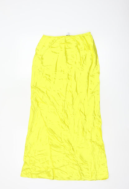Topshop Women Yellow Long Slip Dress Size 6 Viscose Lightweight
