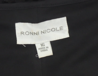 Ronni Nicole Women’s Black Sequin Sheath Dress Size 16 Party Cocktail