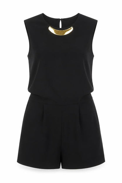 Zara Women Black Sleeveless Round Neck Playsuit Size 12