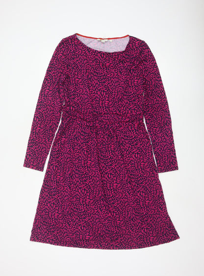 Boden Women’s Pink Geometric Jersey A-Line Dress UK 12R