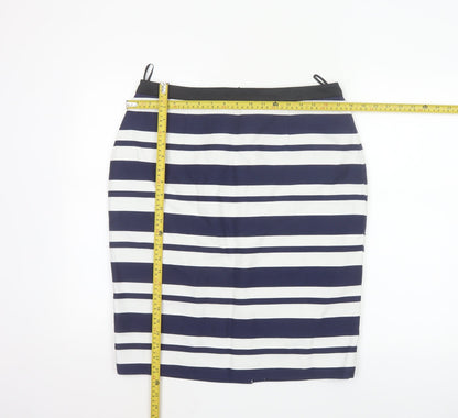 Clements Ribeiro Women’s Blue Striped Pencil Skirt Size 14