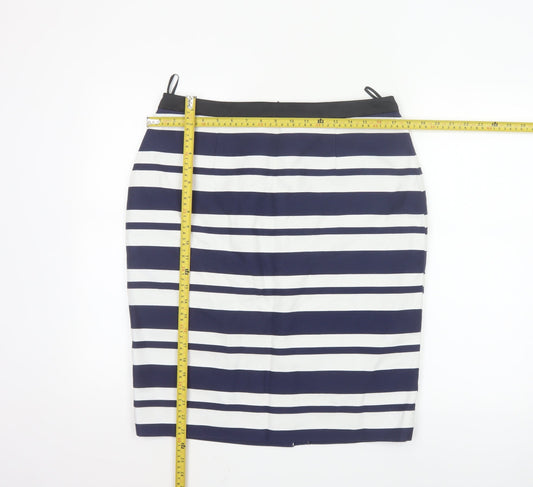 Clements Ribeiro Women’s Blue Striped Pencil Skirt Size 14