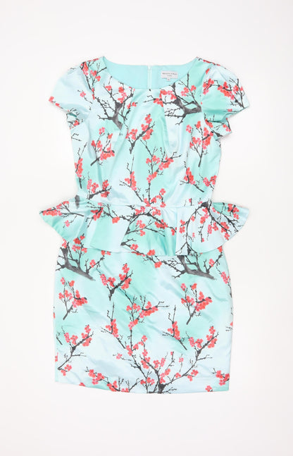 Whistle & Wolf Women’s Blue Floral Peplum Bodycon Dress Size 12