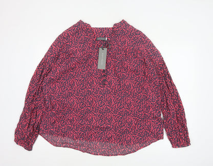 Mint Velvet Women’s Pink Animal Print Long Sleeve Viscose Tunic Blouse Size L