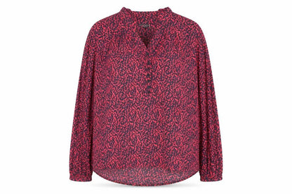 Mint Velvet Women’s Pink Animal Print Long Sleeve Viscose Tunic Blouse Size L